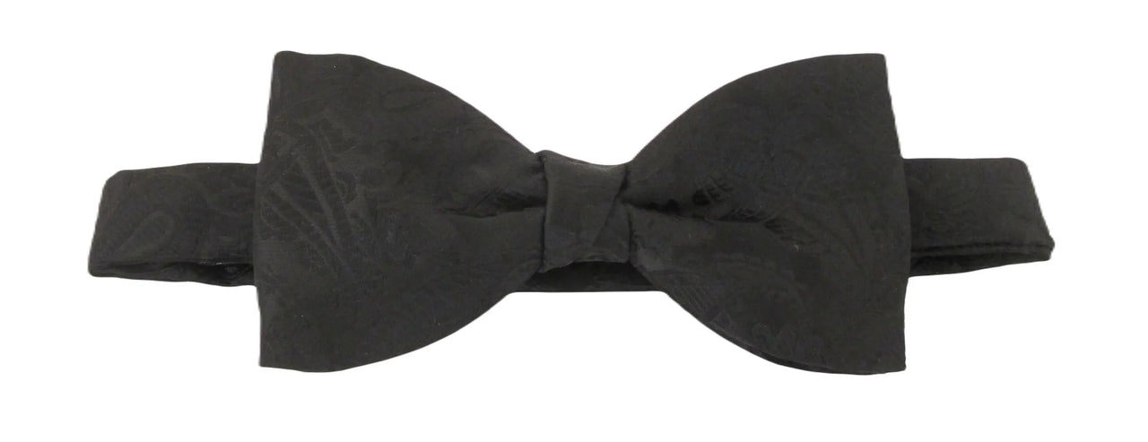 Van Buck England Black Paisley Pre-Tied Bow Tie