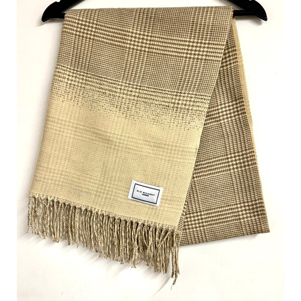 Elie Beaumont Everyday Winter Scarf Sand And Ivory Dissolving Checks
