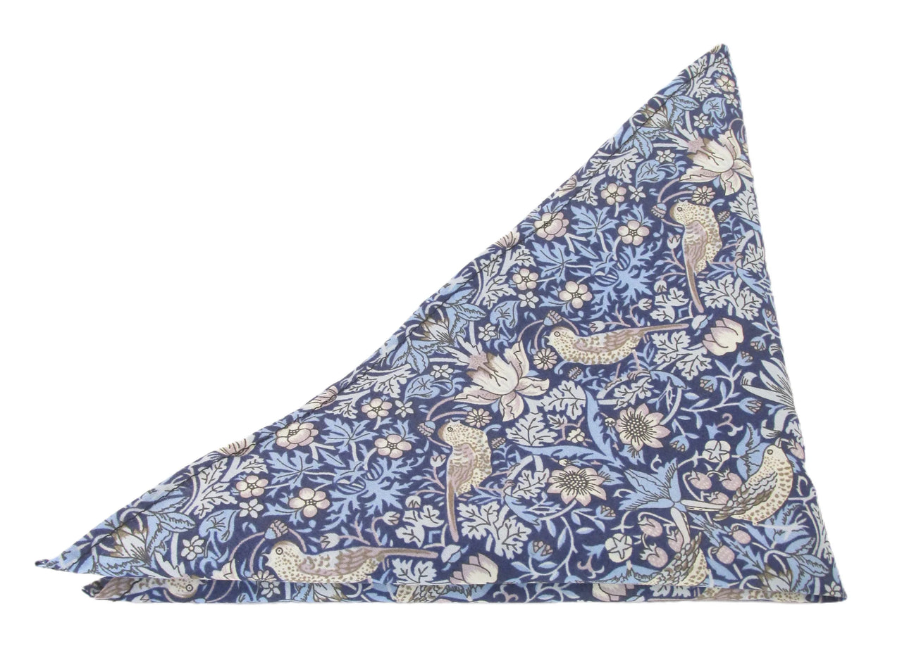 Van Buck Assorted Pocket Squares Made with Liberty Fabric - Blue Strawberry Thief