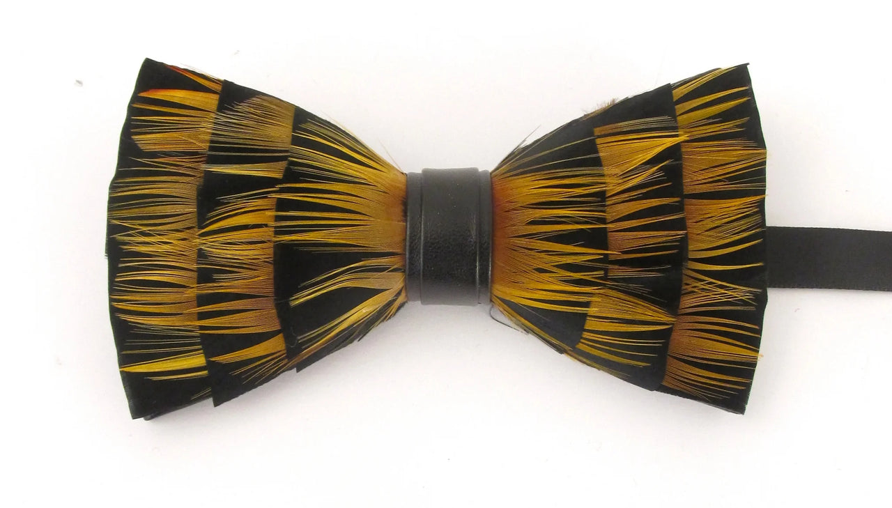 Van Buck England Feather Bow Tie and Lapel Pin Set