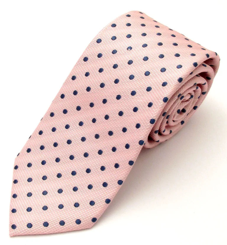 Van Buck Red Label Dot Silk Tie - Pink and Navy