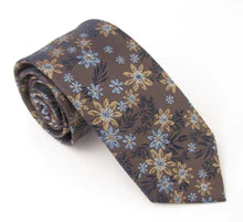 Van Buck Polyester Tie - Brown & Blue Floral