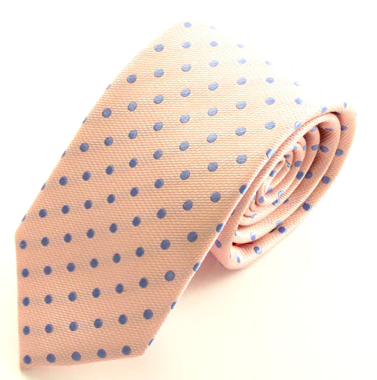 Van Buck Red Label Dot Silk Tie - Pink and Light Blue