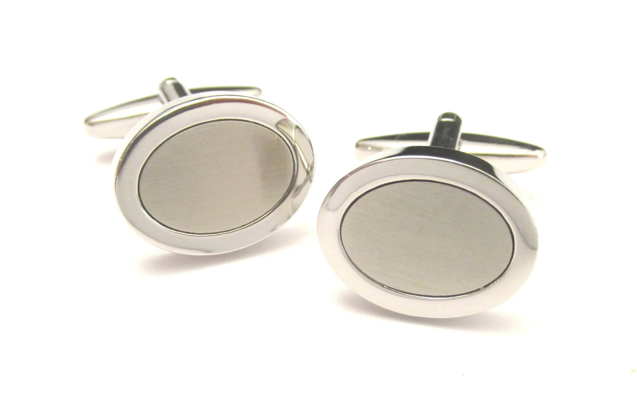 Van Buck Silver Brushed Oval Cufflinks