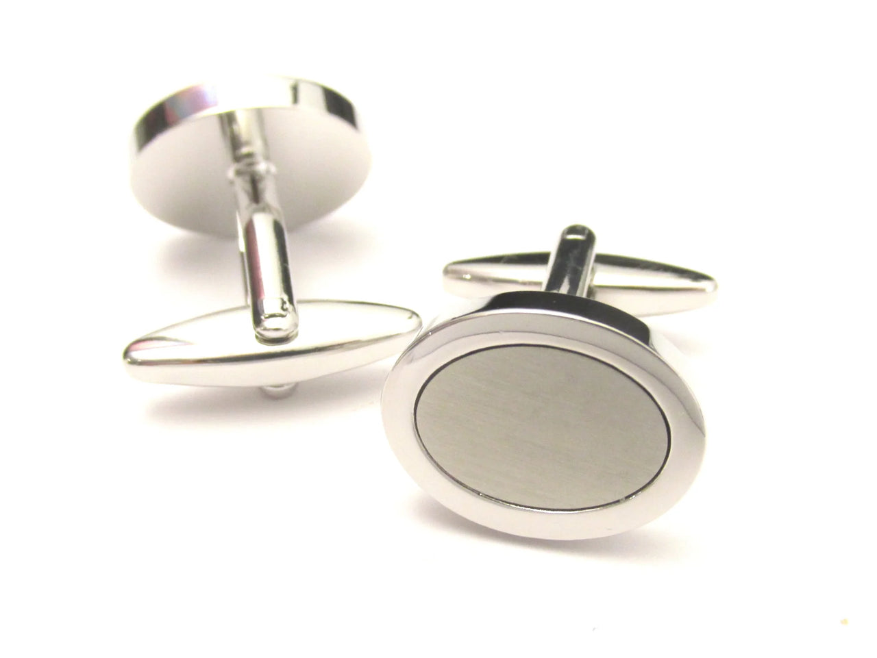 Van Buck Silver Brushed Oval Cufflinks