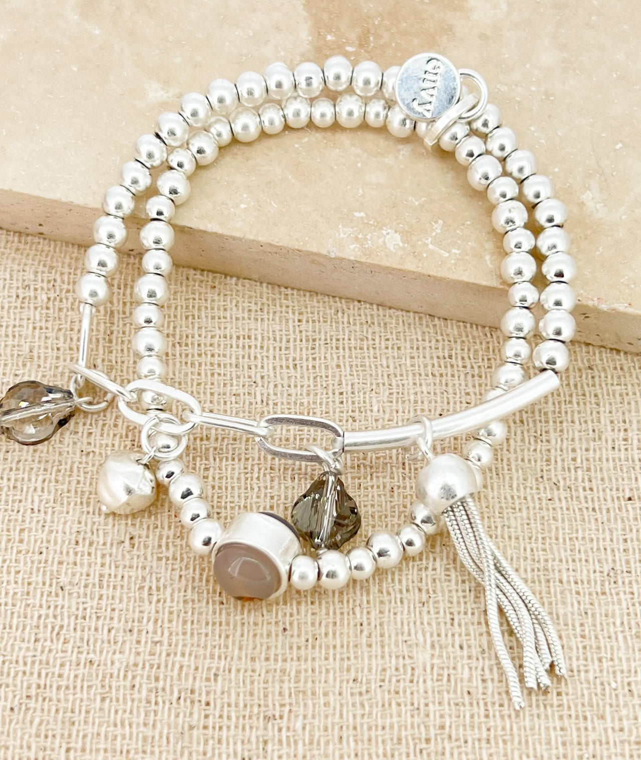 Envy Stretch Silver Bracelet with Charms