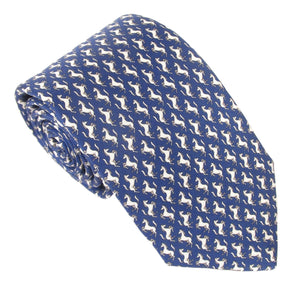 Van Buck England Italian Printed Silk Navy Horse Tie