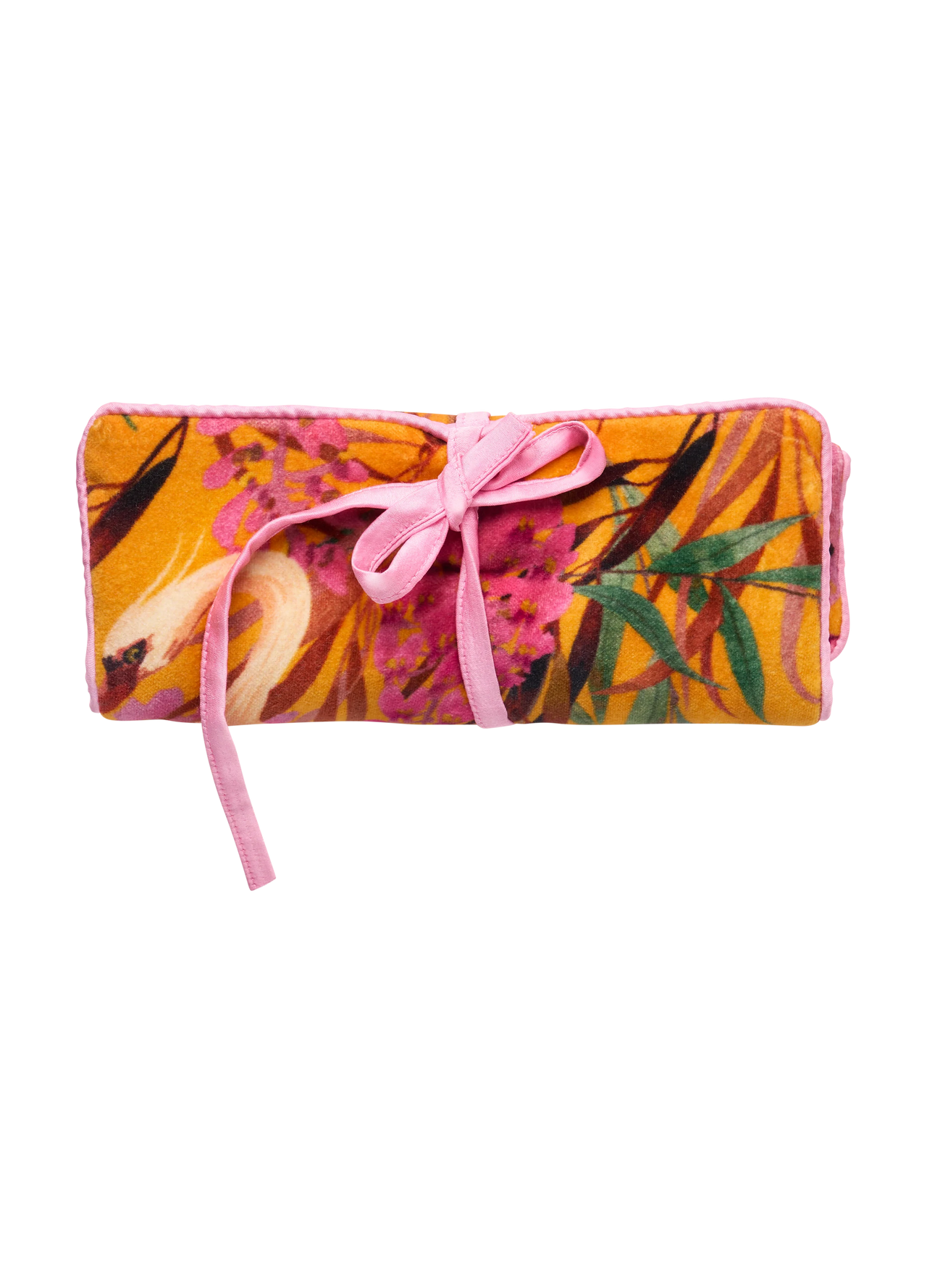 Powder Oriental Crane Jewellery Roll - Ochre