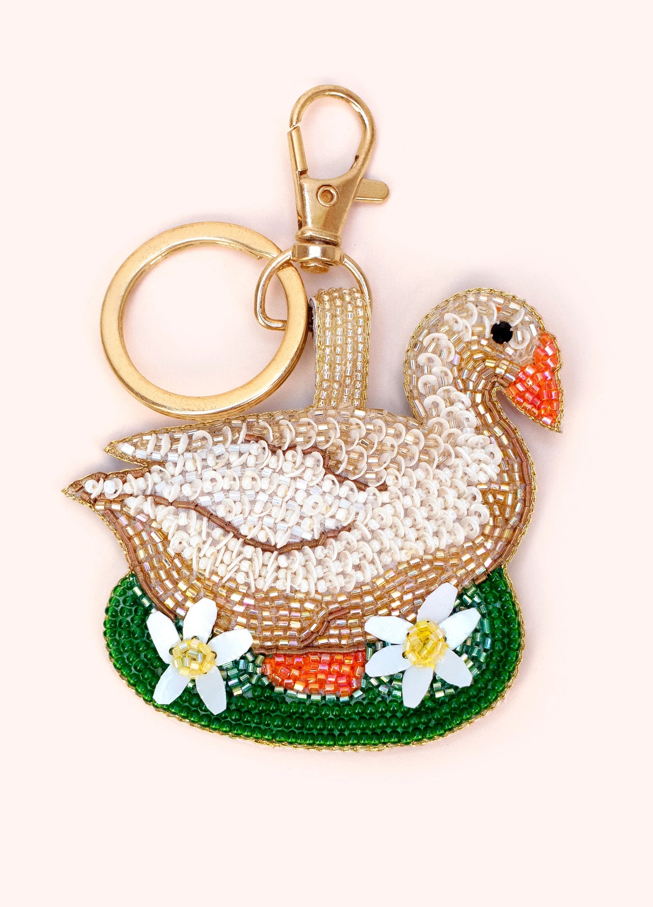 Powder Beaded Keyring - Garden Goose
