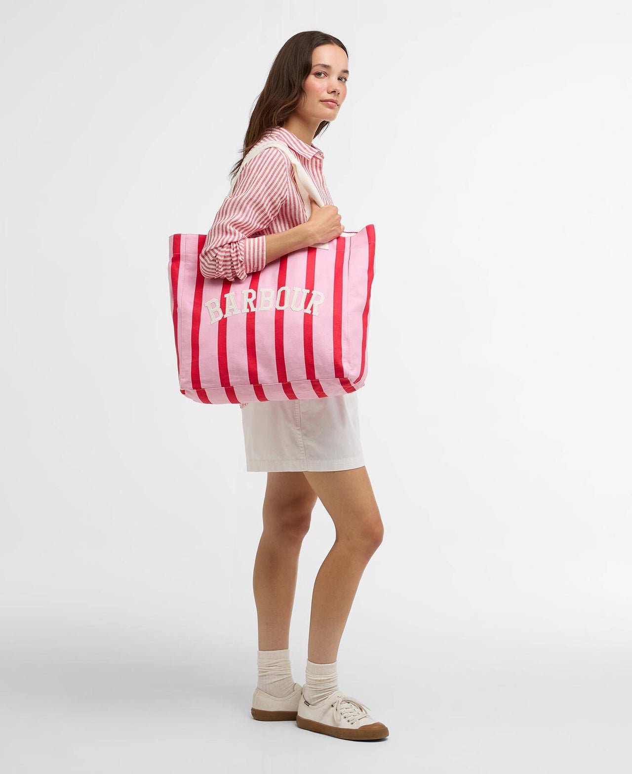 Barbour EMILY Stripe Tote Bag - Cherry Blossom