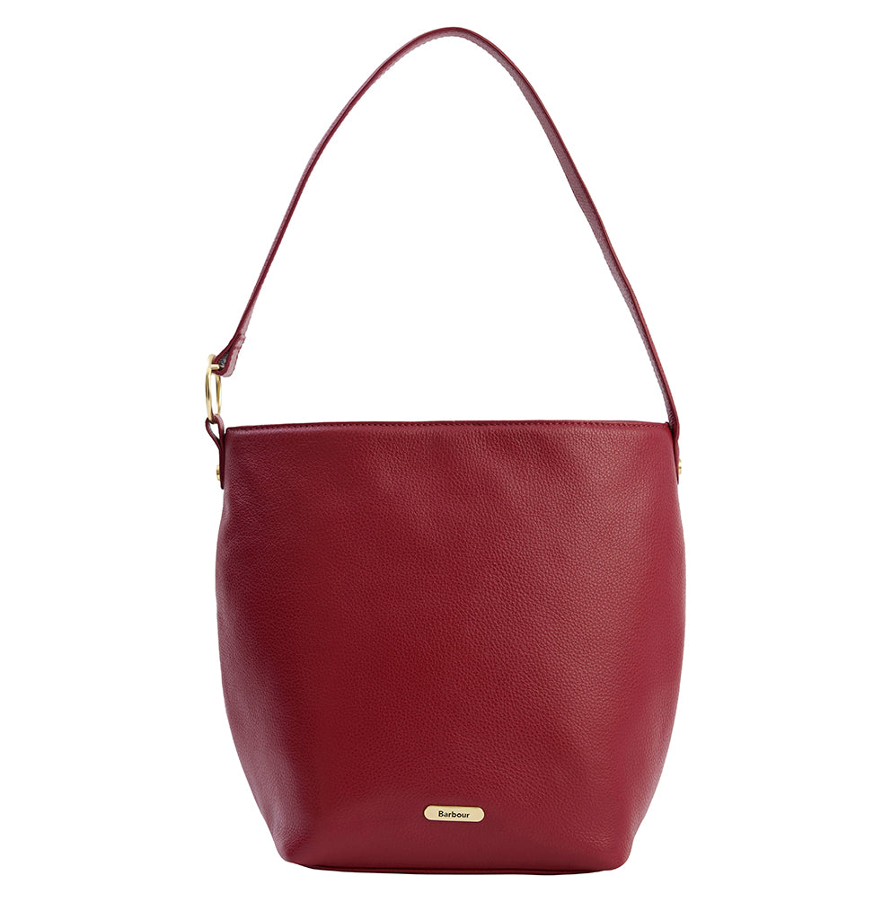 Barbour CEDAR Large Leather Bucket Bag - Red