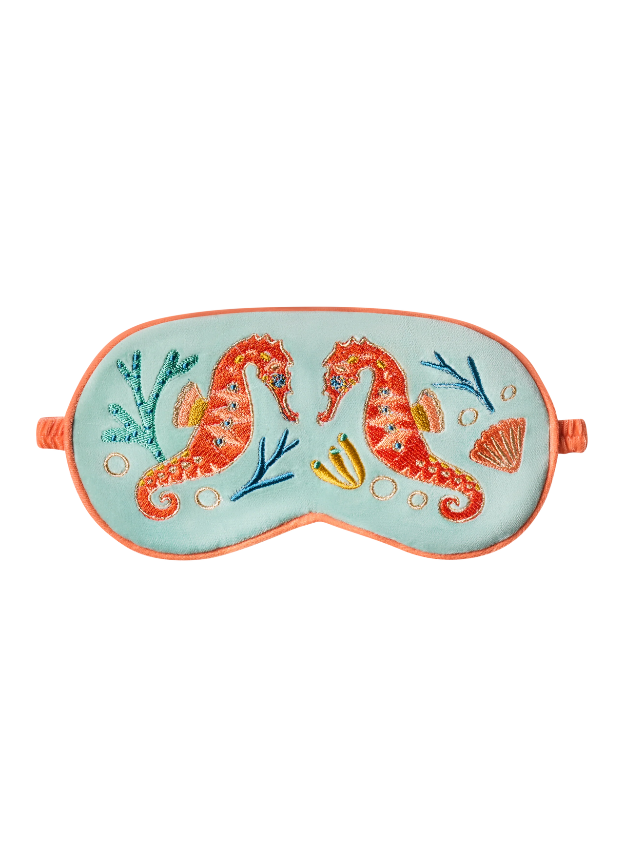Powder Sparkling Seahorse Luxury Velvet Eye Mask - Aqua