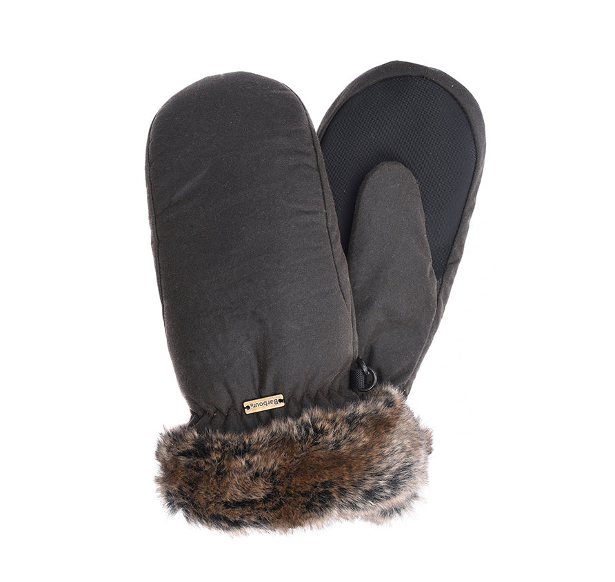 Barbour Fur Trim Mitt- Olive