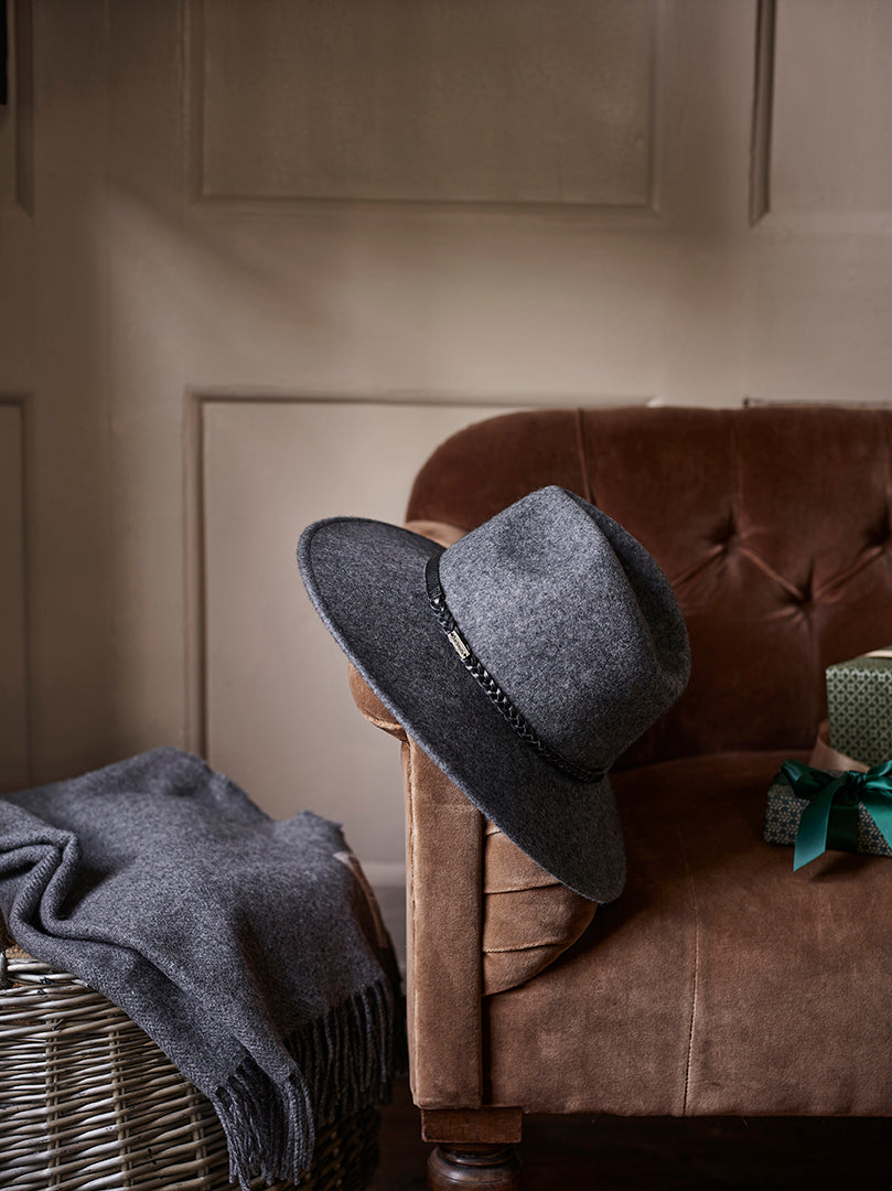 Barbour Tack Fedora Hat - Charcoal Grey