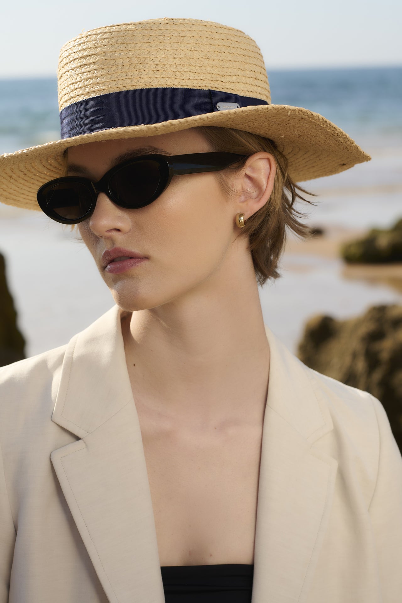 Barbour Lily Straw Summer Hat - Natural/Navy