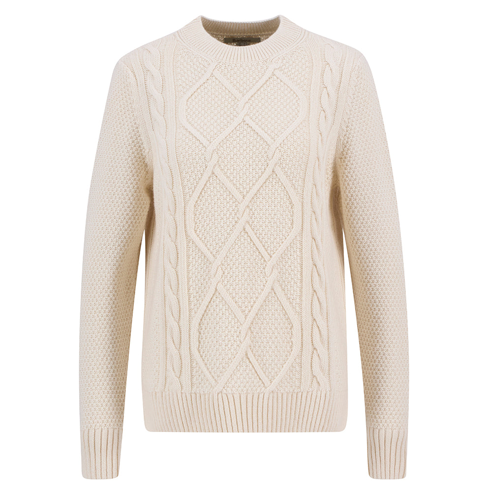 Barbour Burne Crew Neck Knitted Jumper - Ecru