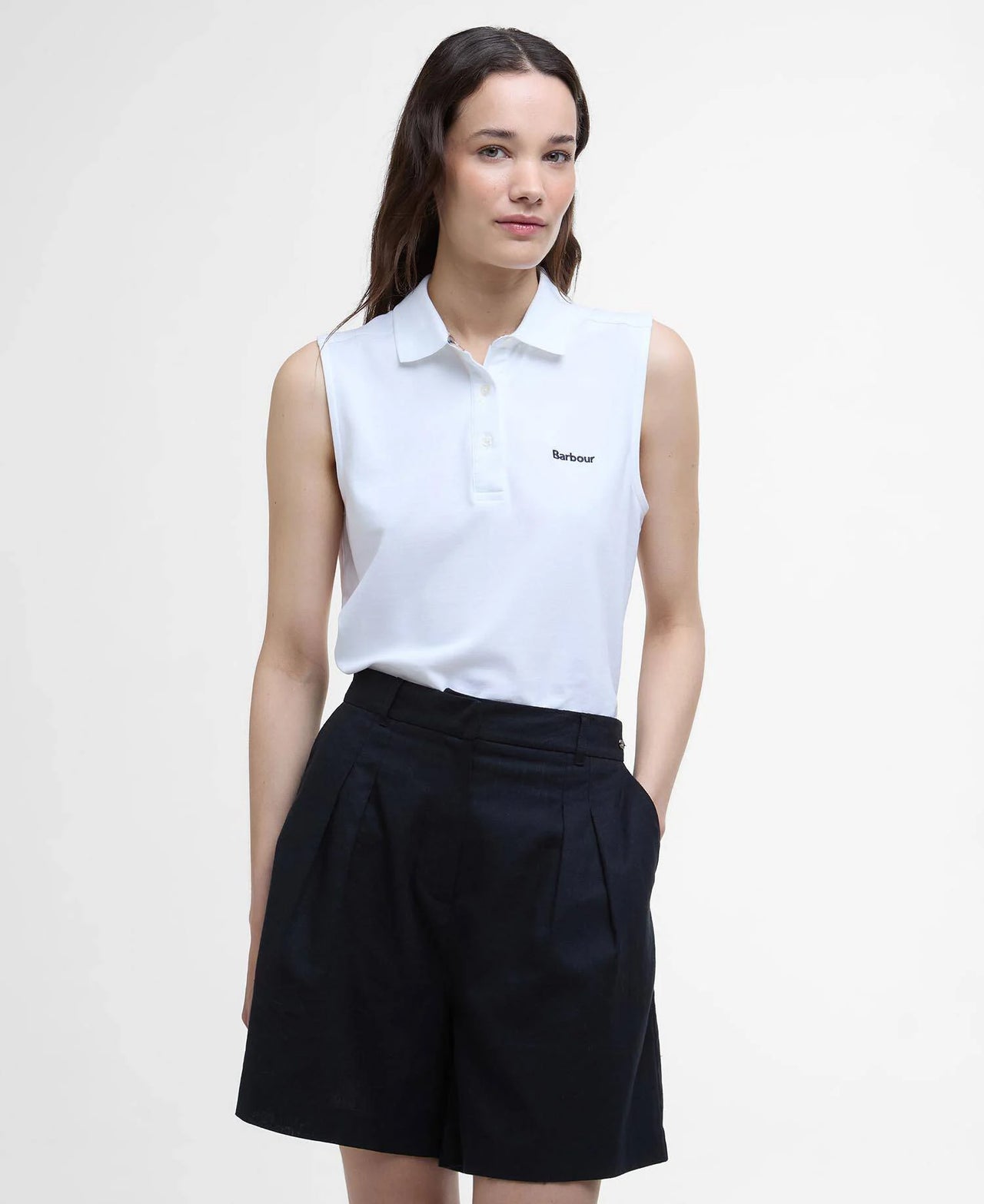Barbour Bowford Sleeveless Polo Top - White