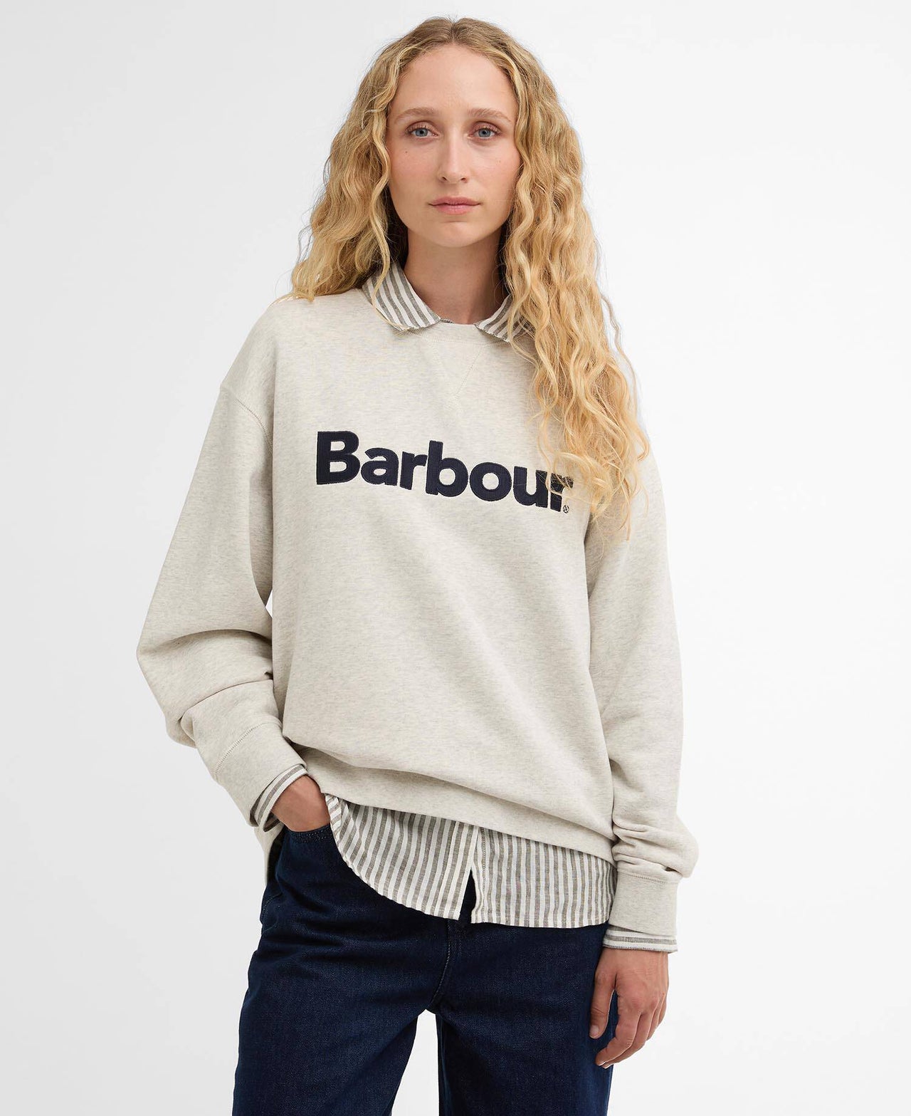 Barbour HARTLAND Crew Neck Sweatshirt - Cloud Marl
