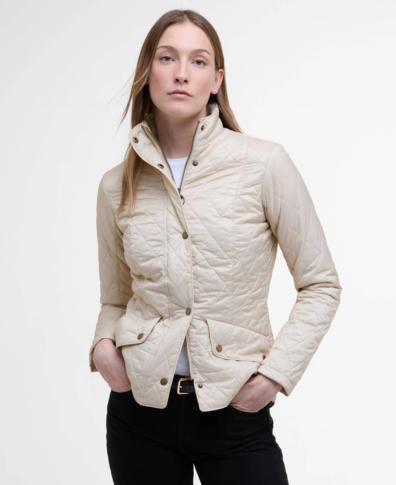 Barbour Flyweight Cavalry Quilted Jacket - Pearl/Stone