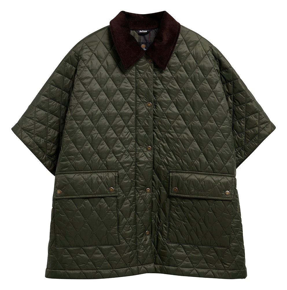 Barbour MILDRED Quilted Cape - Olive/Shadow Classic