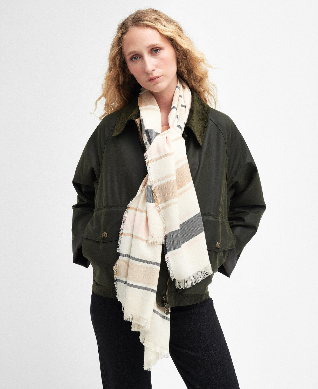 Barbour Broxburn Stripe Scarf - Primrose Hessian