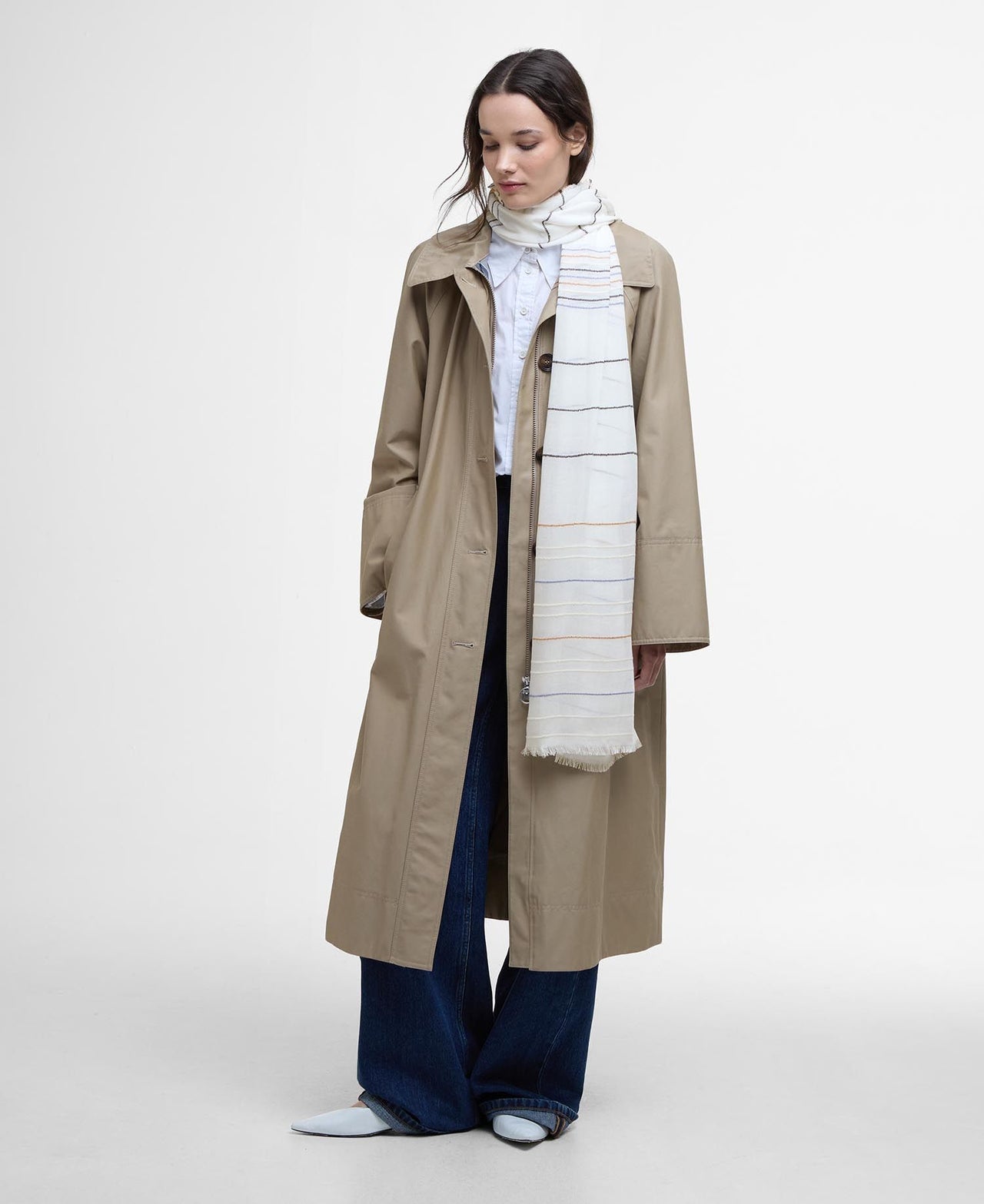 Barbour Erica Stripe Scarf - Breeze Blue/Cloud
