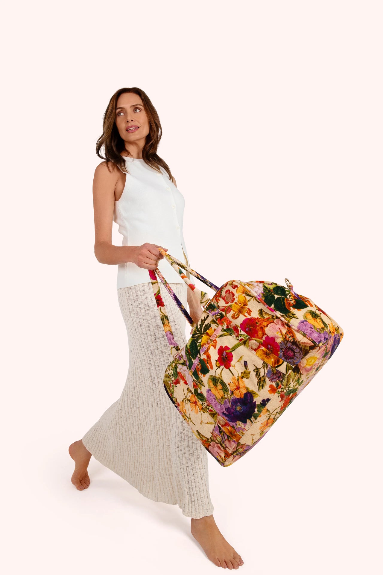 Powder Cream Posy Weekend Bag