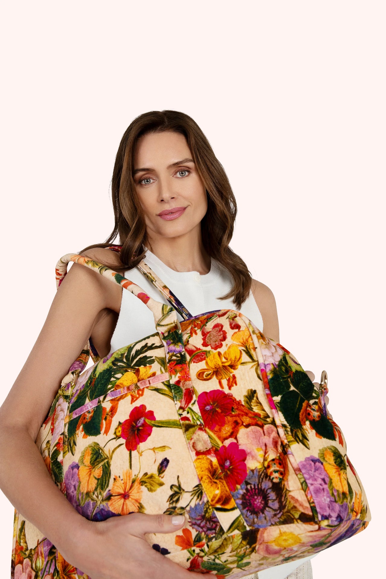 Powder Luxury Weekend Bag - Cream Posy