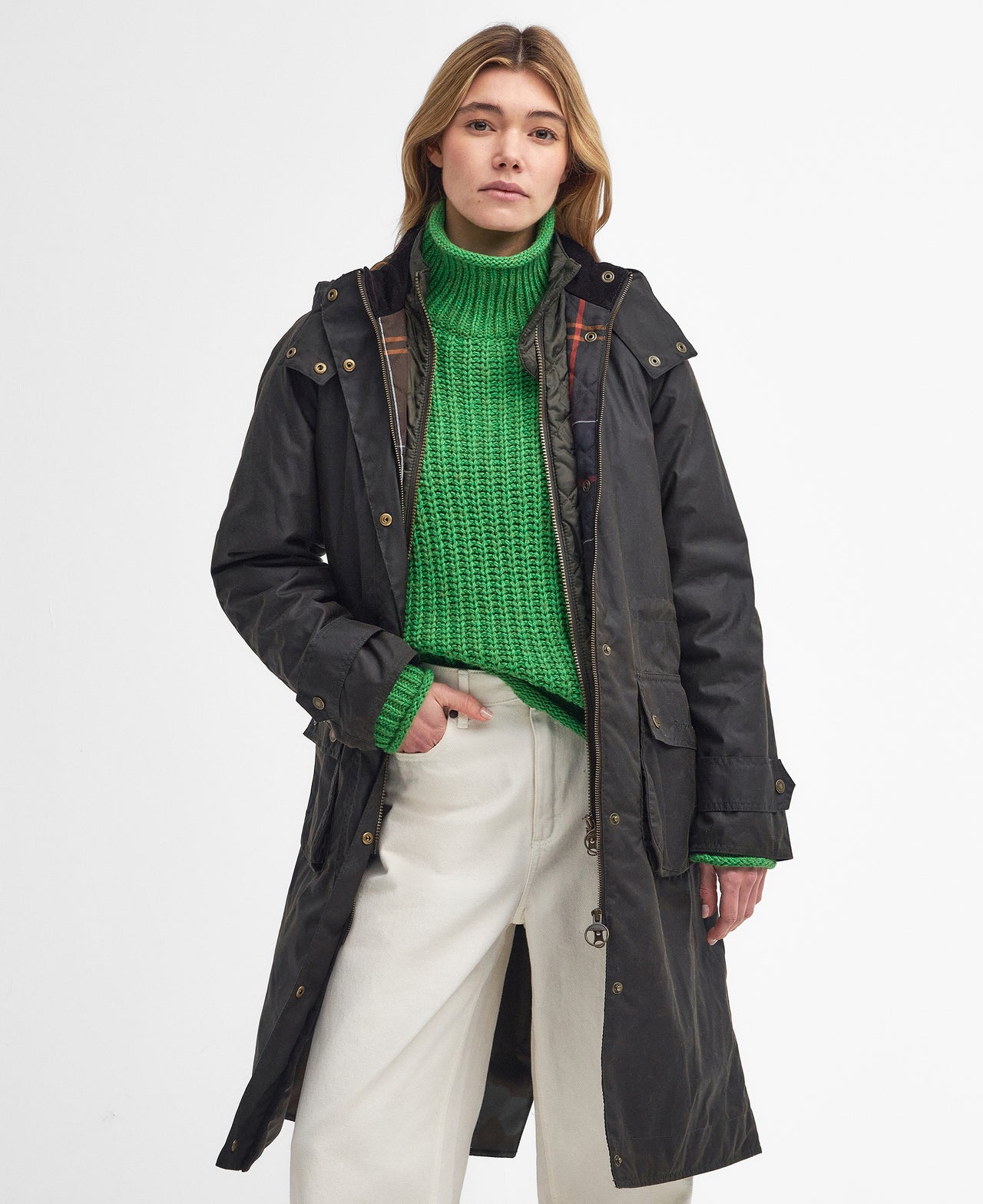 Barbour Long Cannich Wax Jacket - Olive/Classic