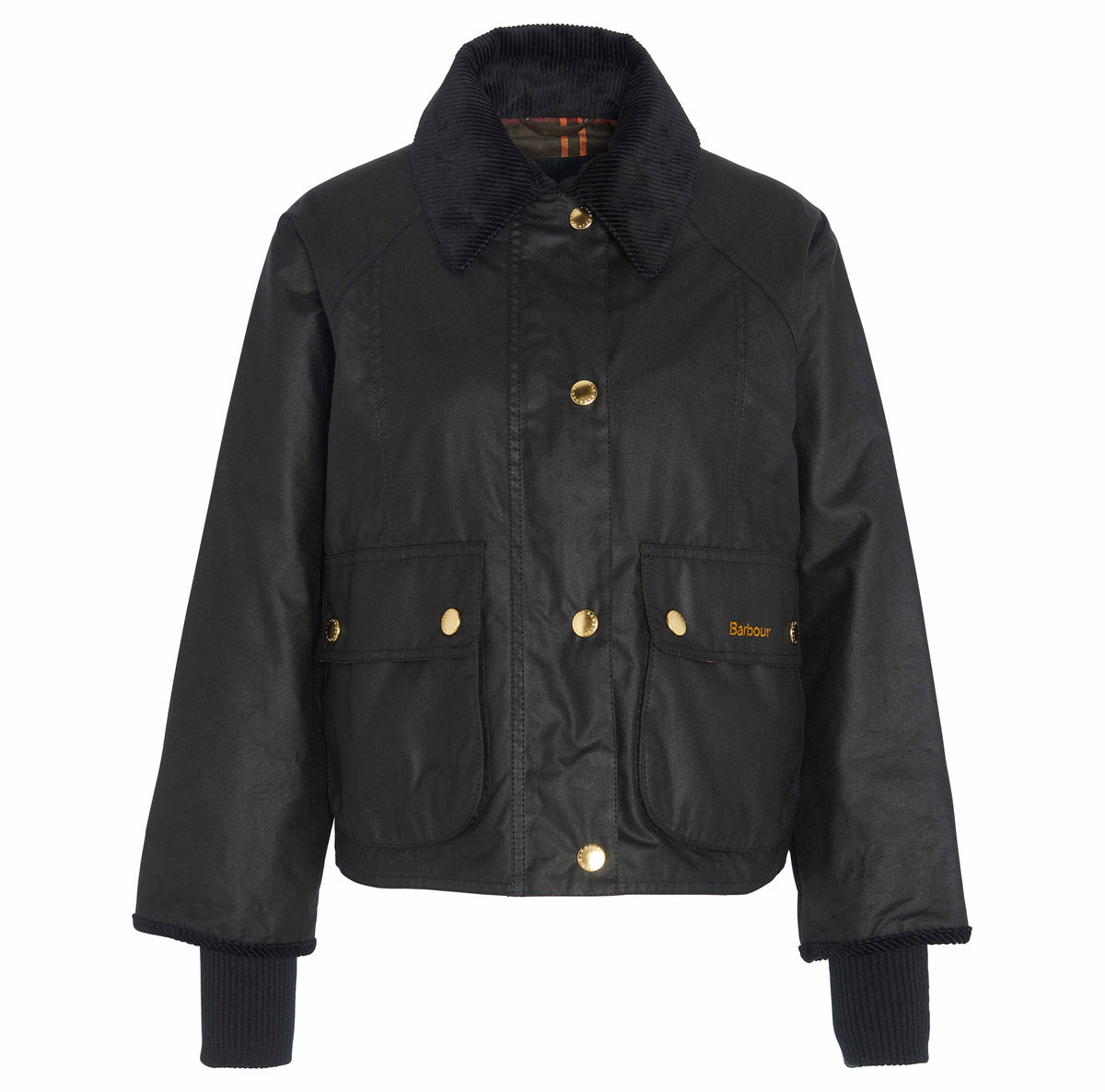 Barbour Cropped Beadnell Wax Jacket - Black/Classic
