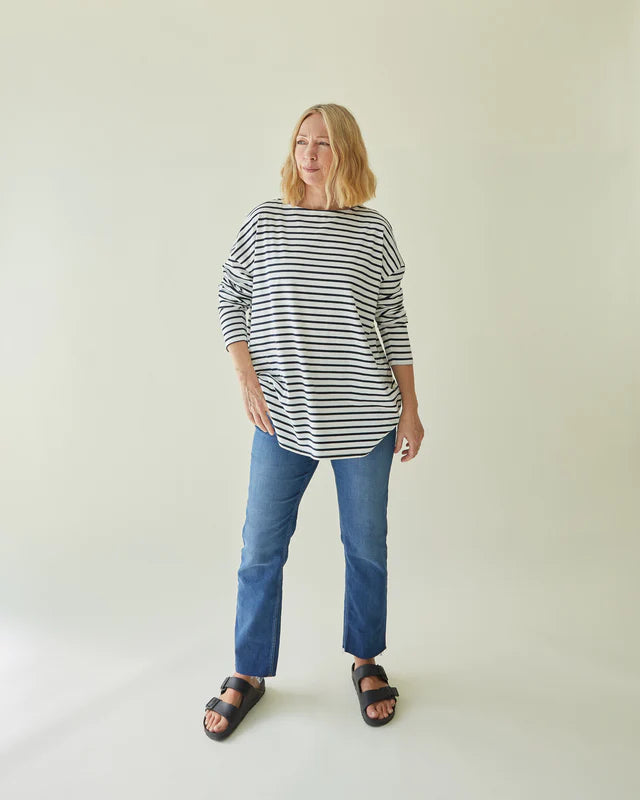 Chalk Bryony White/Navy Stripe Top