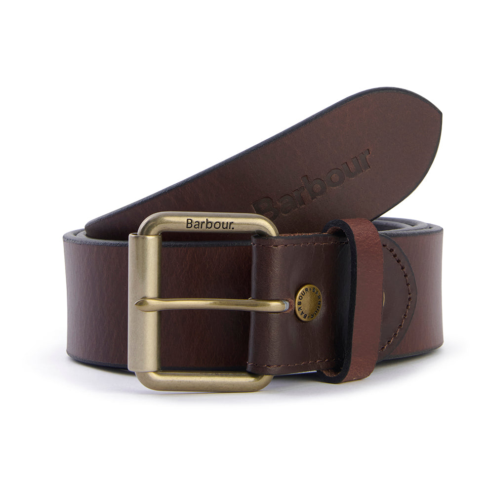 Barbour Contrast Leather Belt - Olive Brown/Brown