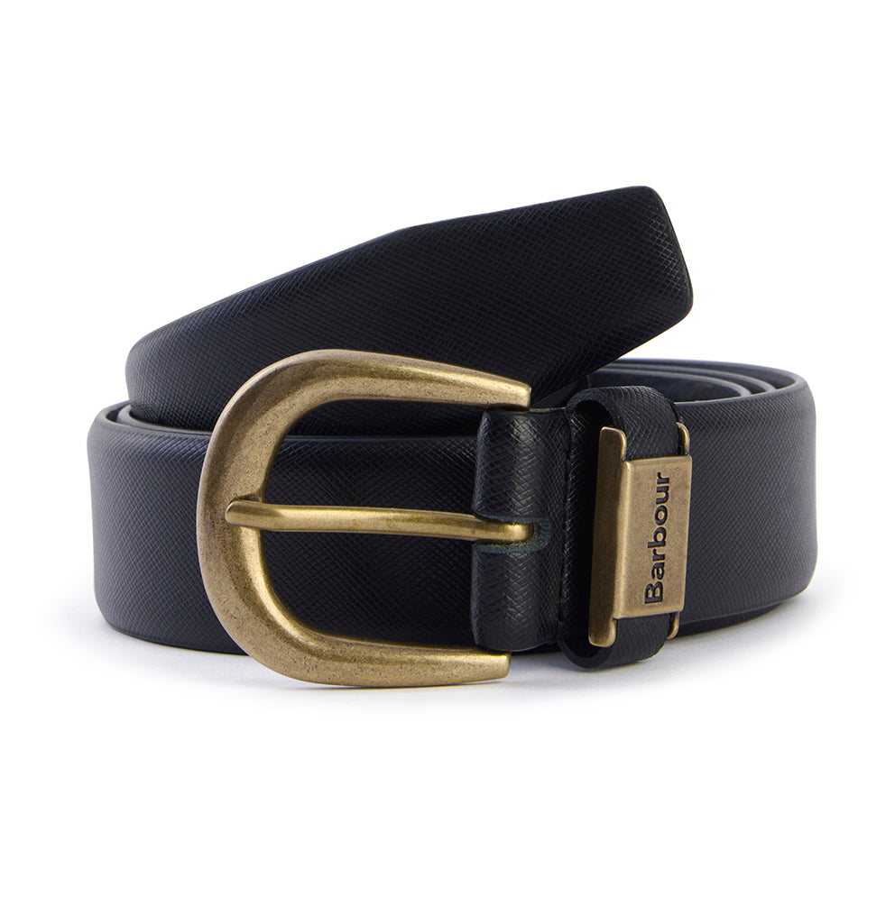 Barbour Clyde Leather Belt - Saffiano Black