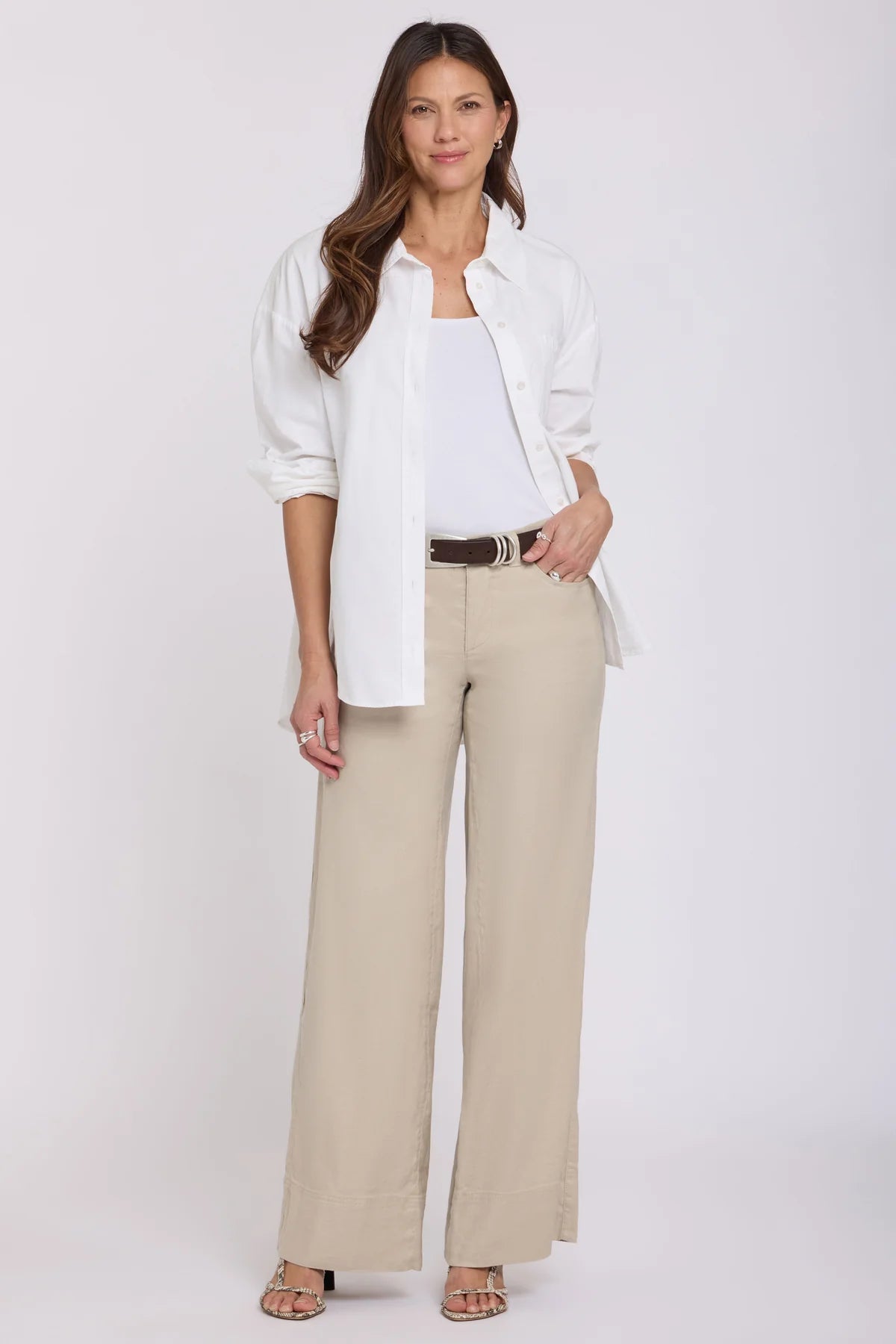 NYDJ 5 Pocket Wide Leg Trousers - Feather