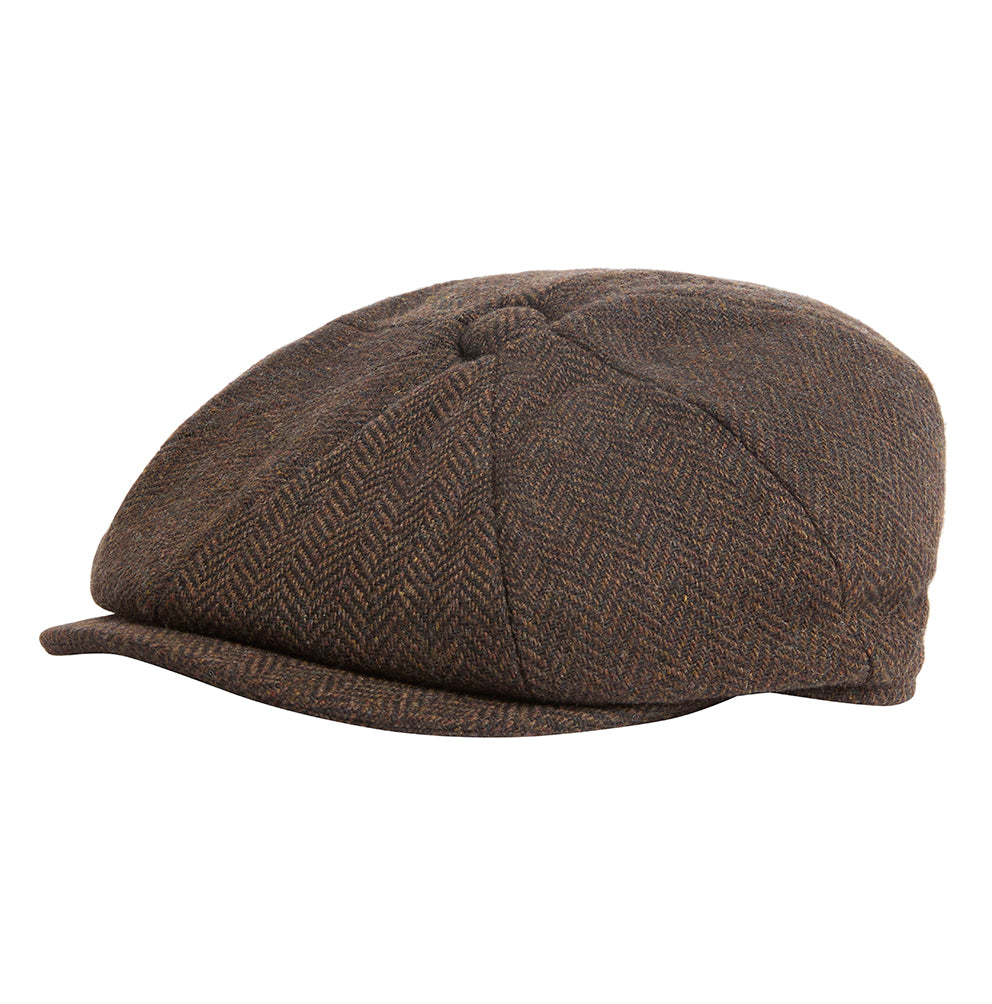 Barbour Fyne Tweed Baker Boy Cap - Dark Brown