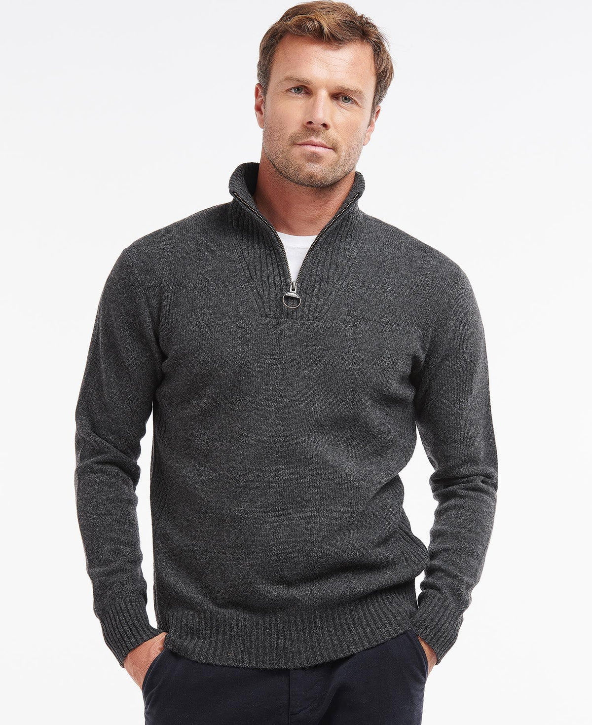 Barbour Essential Lambswool Half Zip - Charcoal
