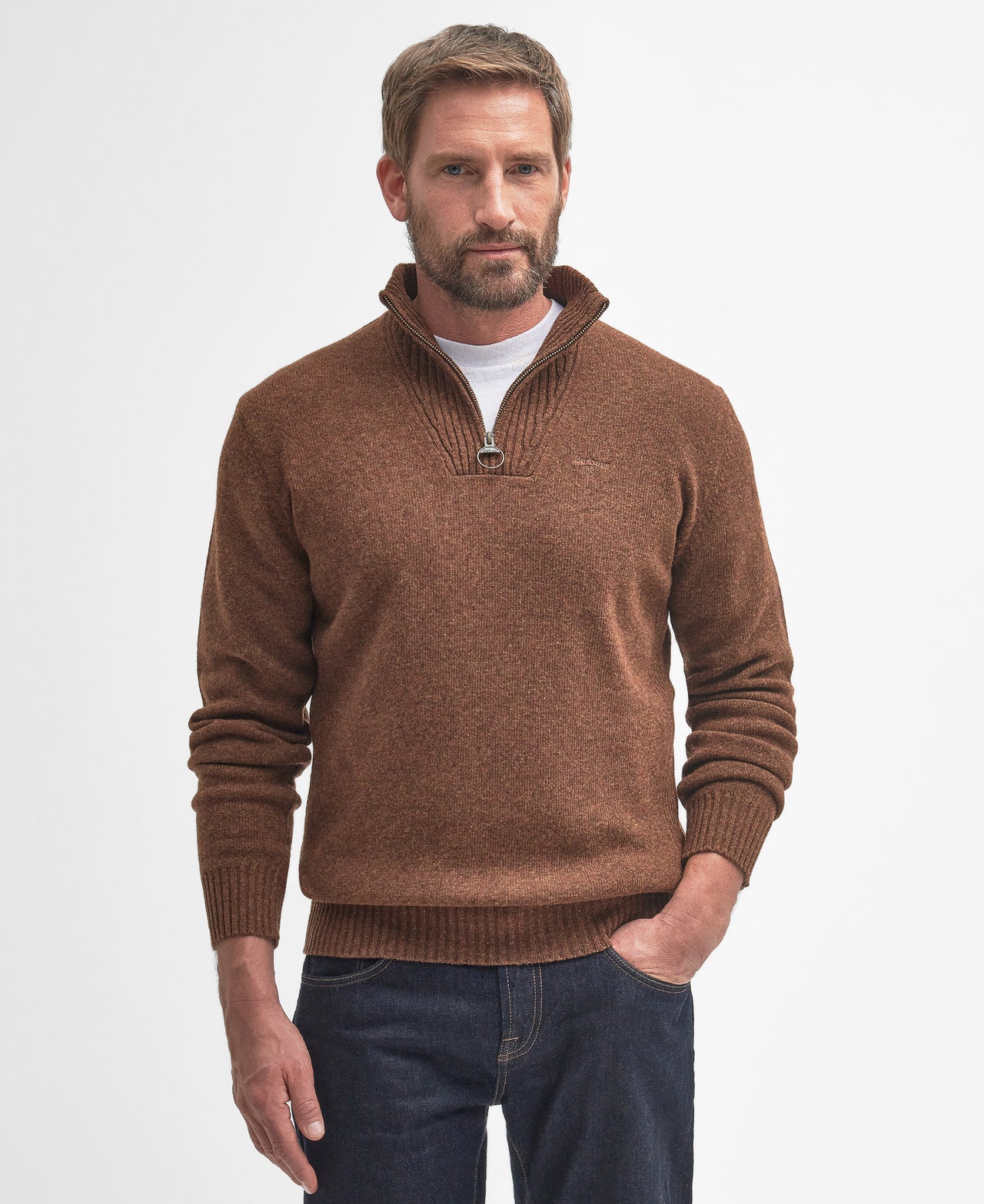 Barbour Essential Lambswool Half Zip - Sandstone