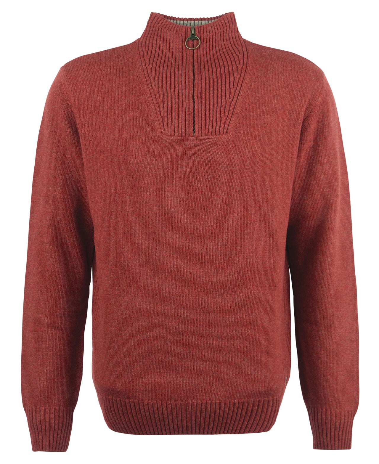 Barbour Nelson Essential Half Zip Brick Red Jumper