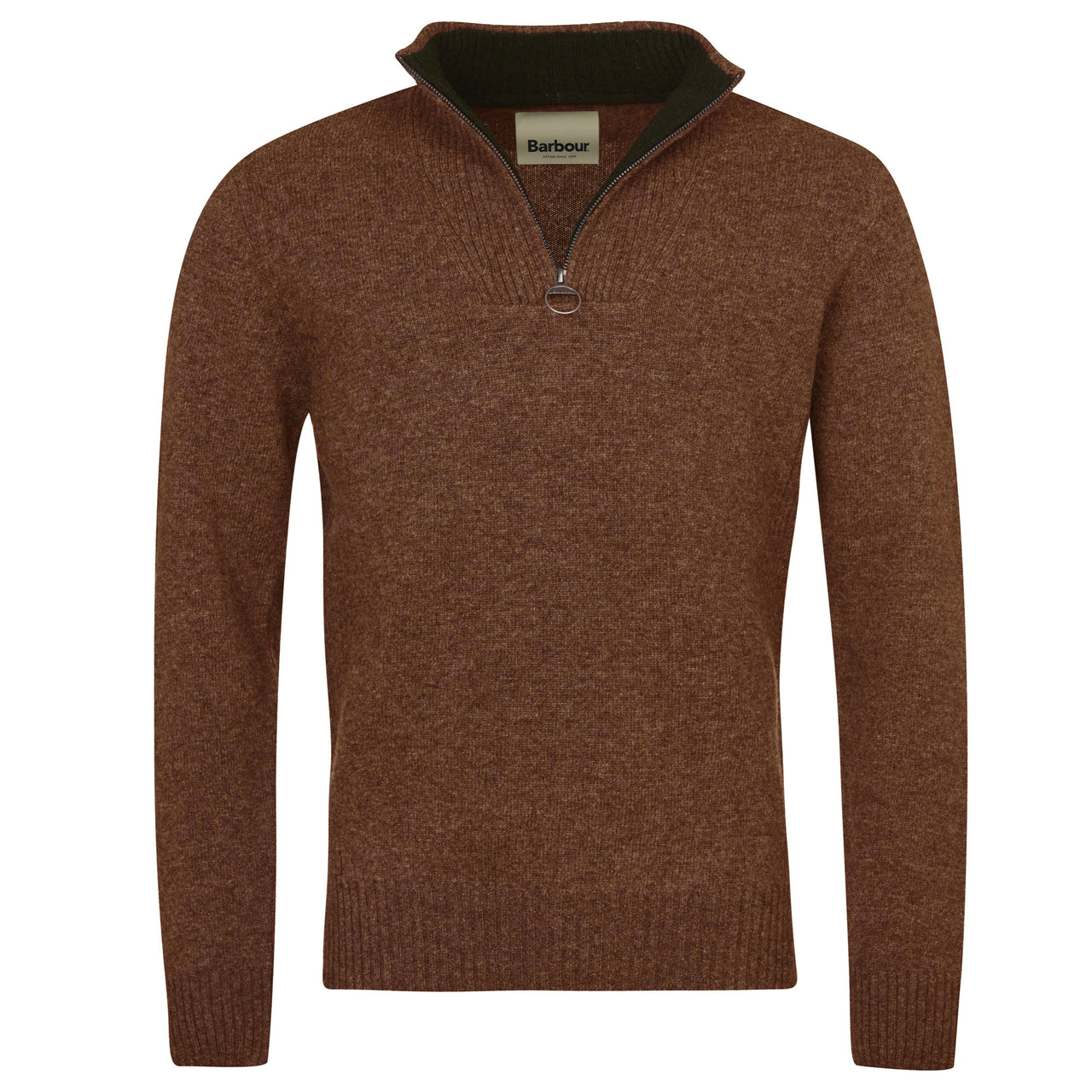 Barbour Nelson Essential Half Zip Jumper - Dark Sand