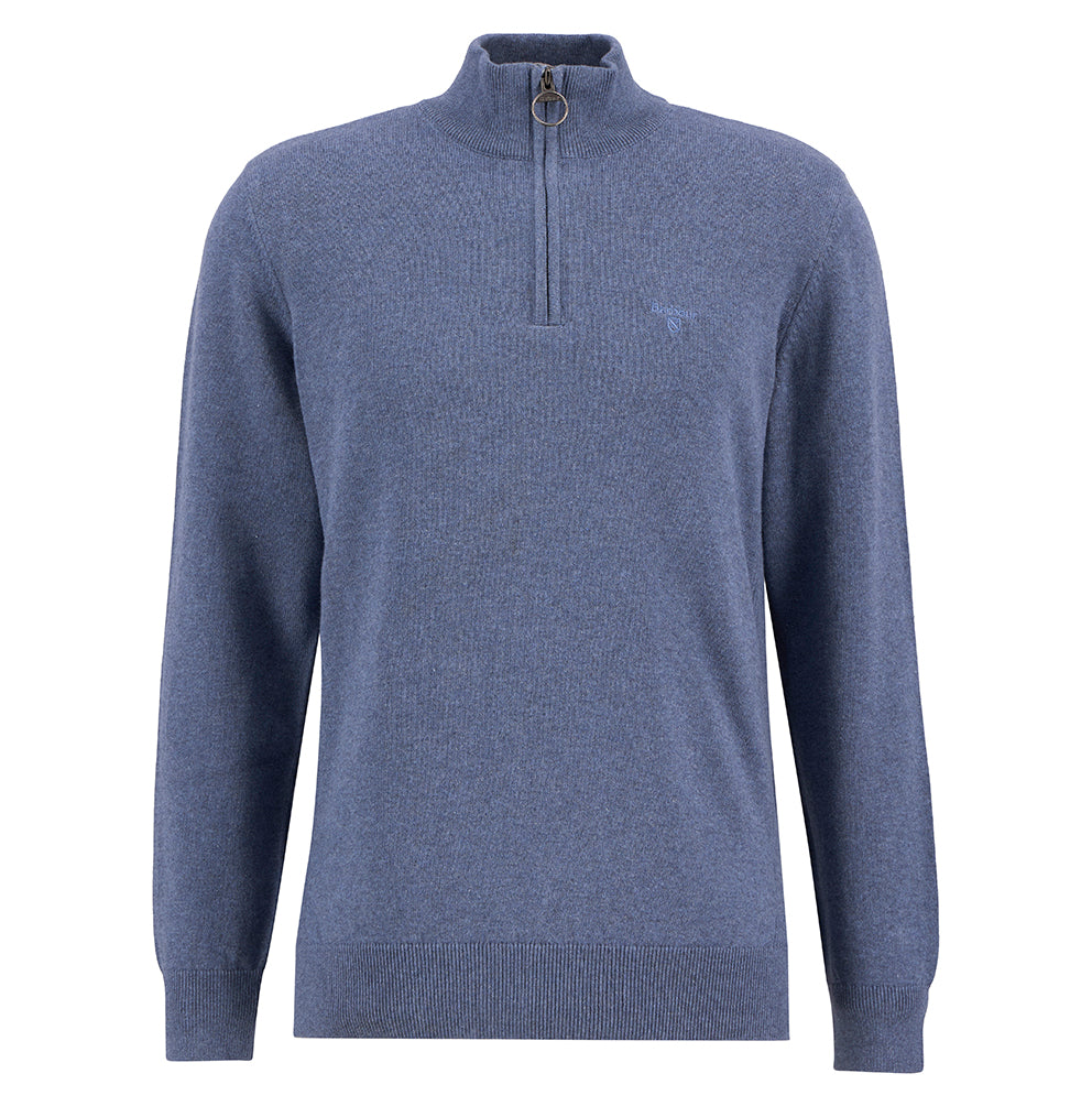 Barbour Cotton Half Zip Knitted Jumper - Dusk Blue