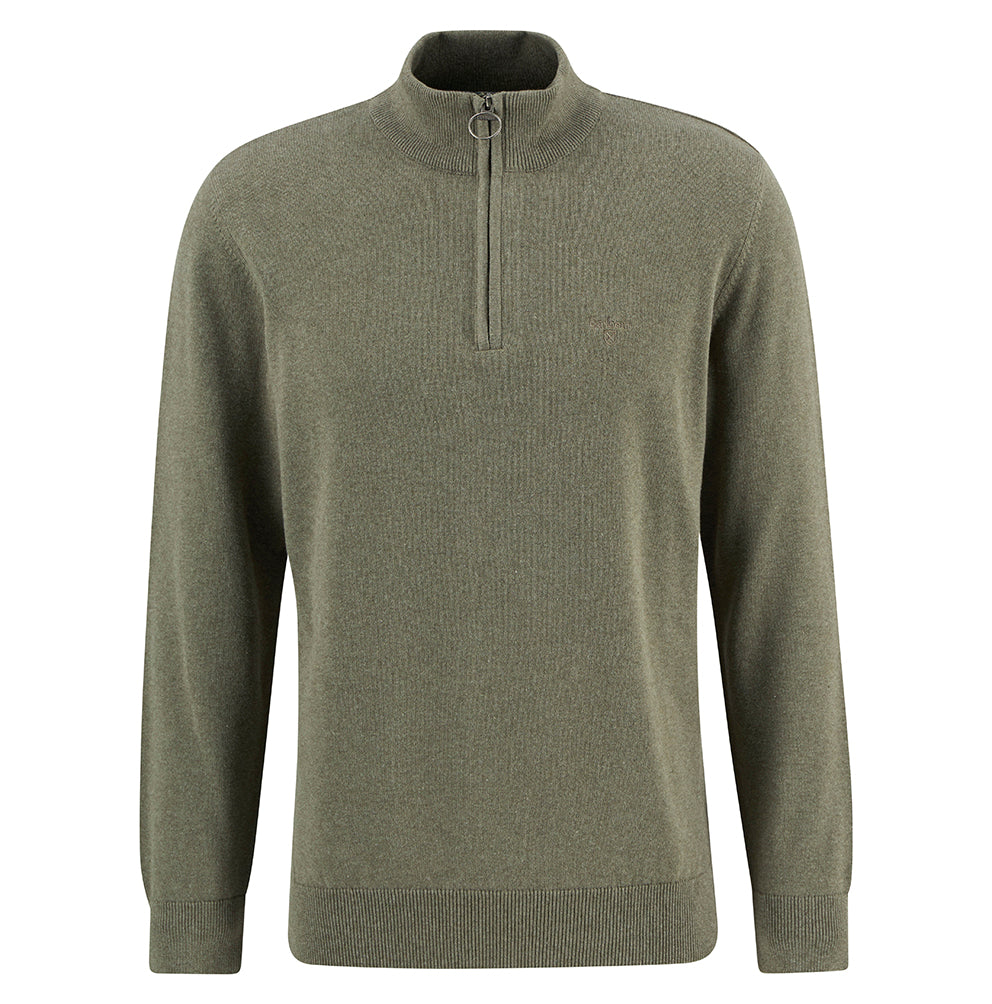 Barbour Cotton Half Zip Knitted Jumper - Smokey Olive