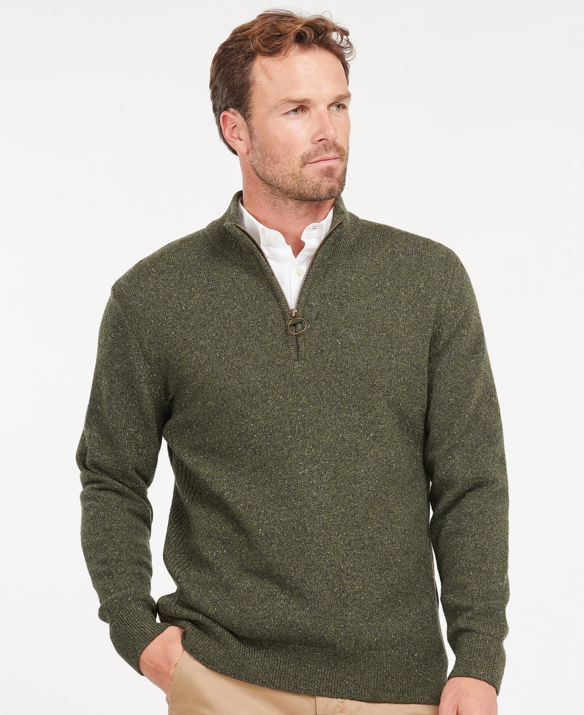 Barbour Tisbury Half Zip Jumper - Dark Seaweed
