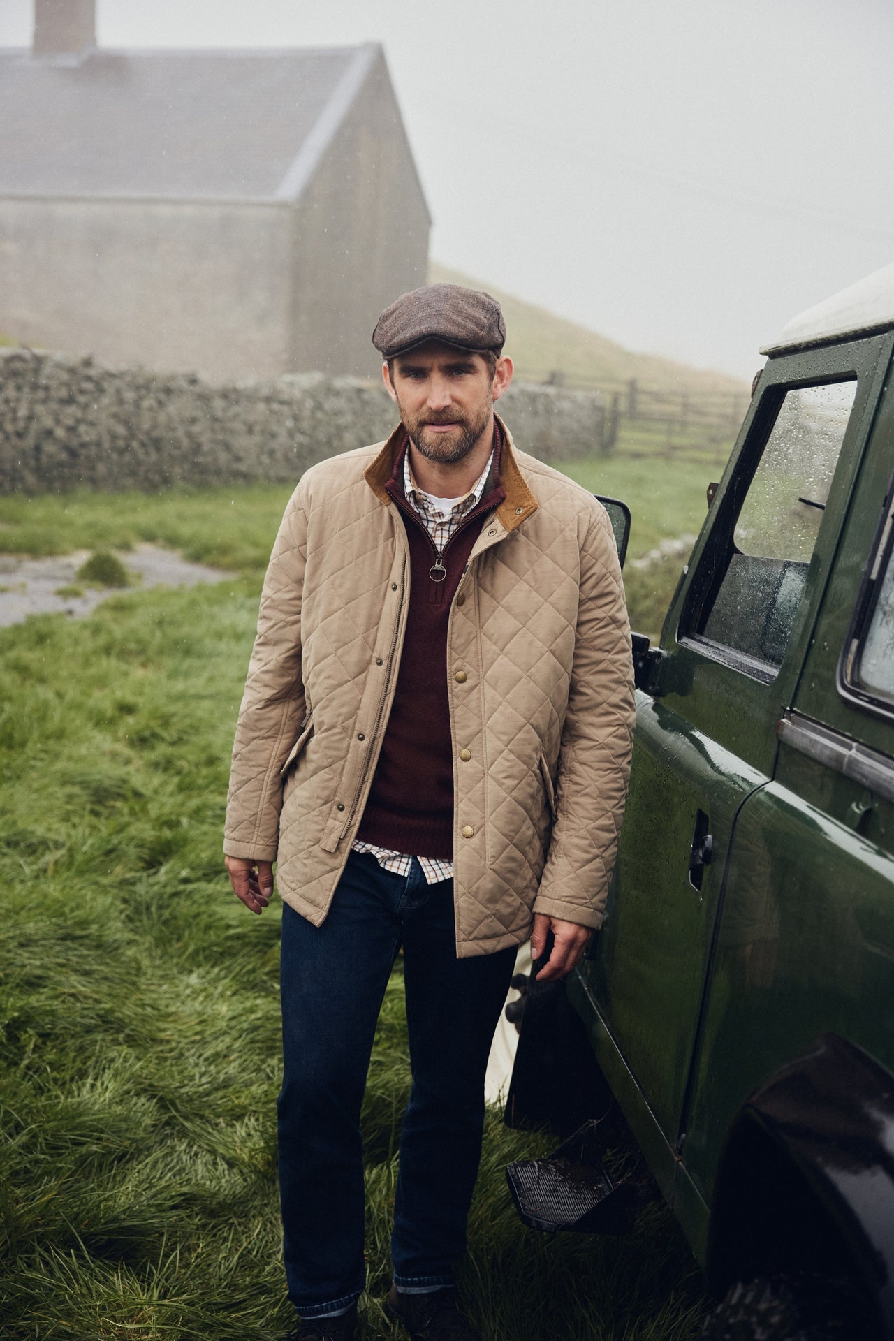 Barbour Kelson Half Zip Knitted Jumper - Fired Brick