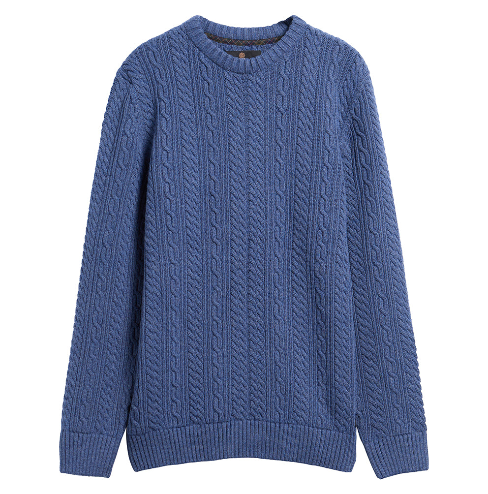 Barbour Lowfen Cable Crew Neck Jumper - Deep Blue