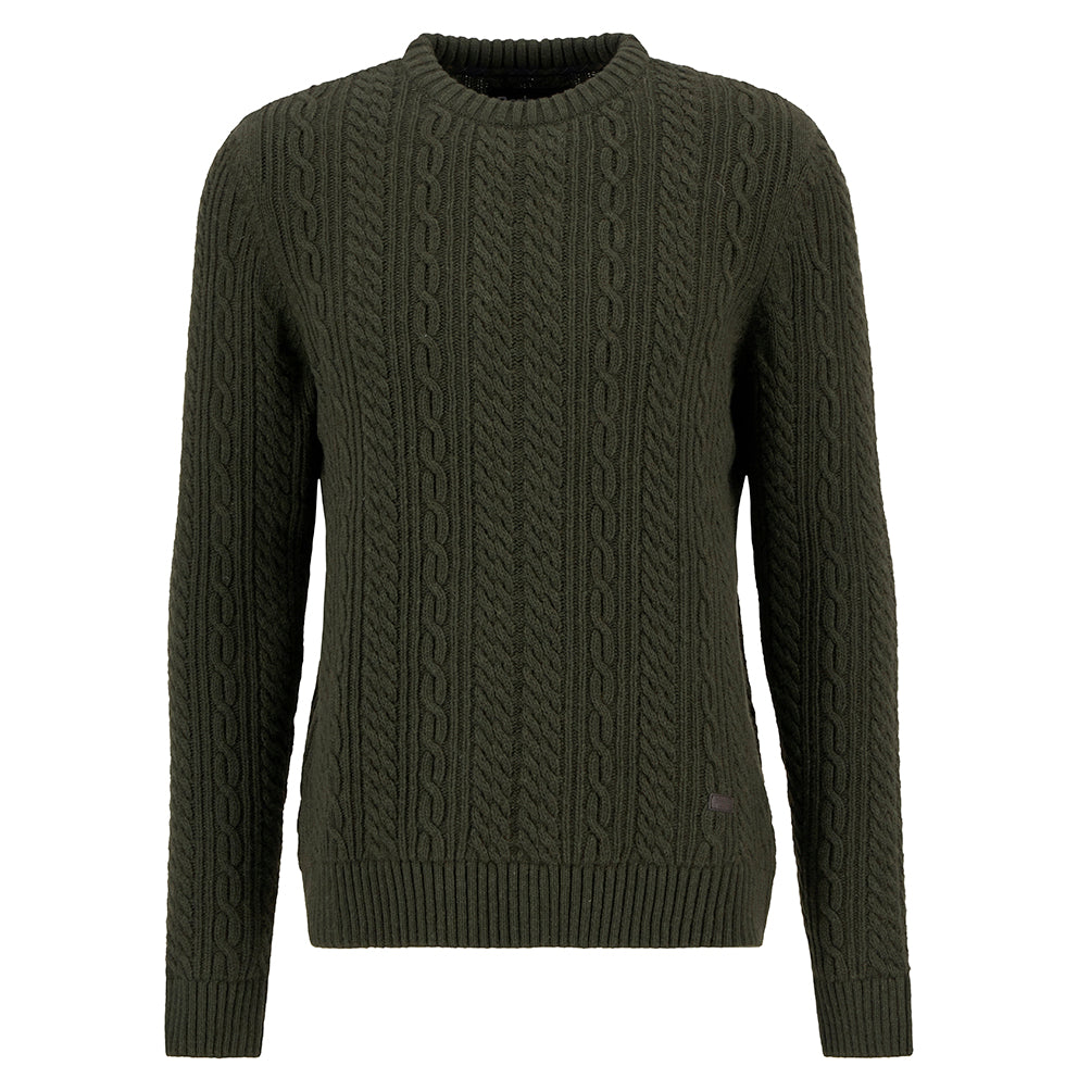 Barbour Lowfen Cable Crew Neck Jumper - Olive
