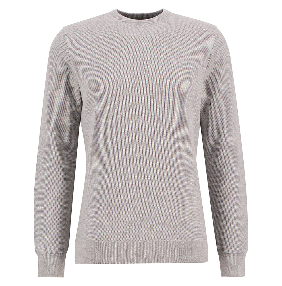 Barbour Essential Honeycomb Crew Neck Jumper - Grey Marl
