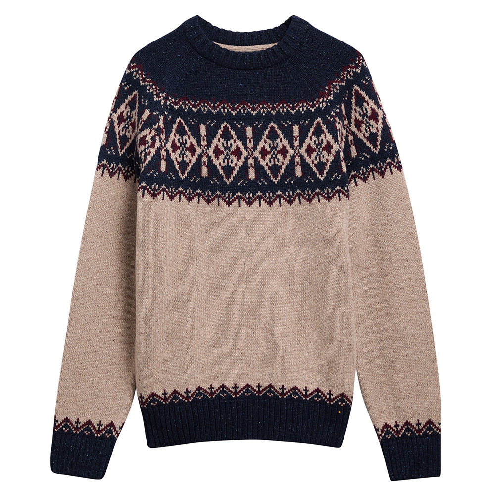 Barbour Tisbury Fairisle Crew Neck Jumper - Navy