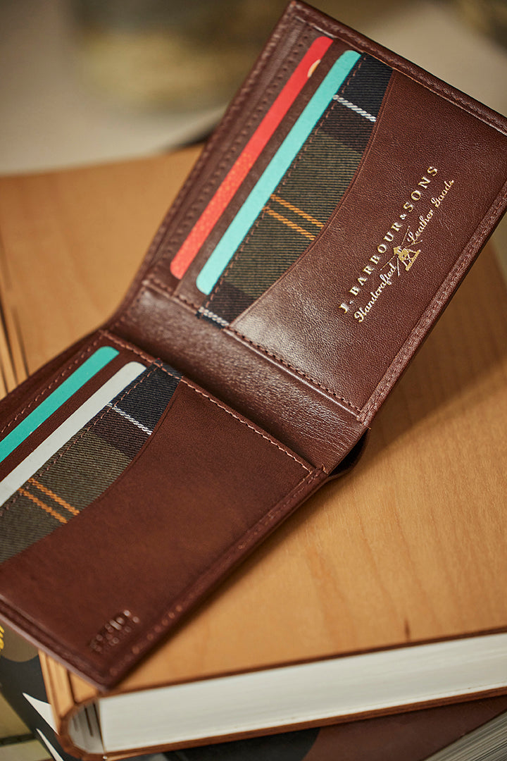 Barbour Colwell Leather Billfold Wallet - Brown/Classic
