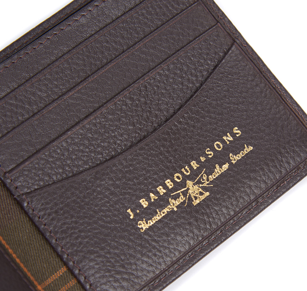 Barbour Amble Leather Billfold Wallet - Dark Brown