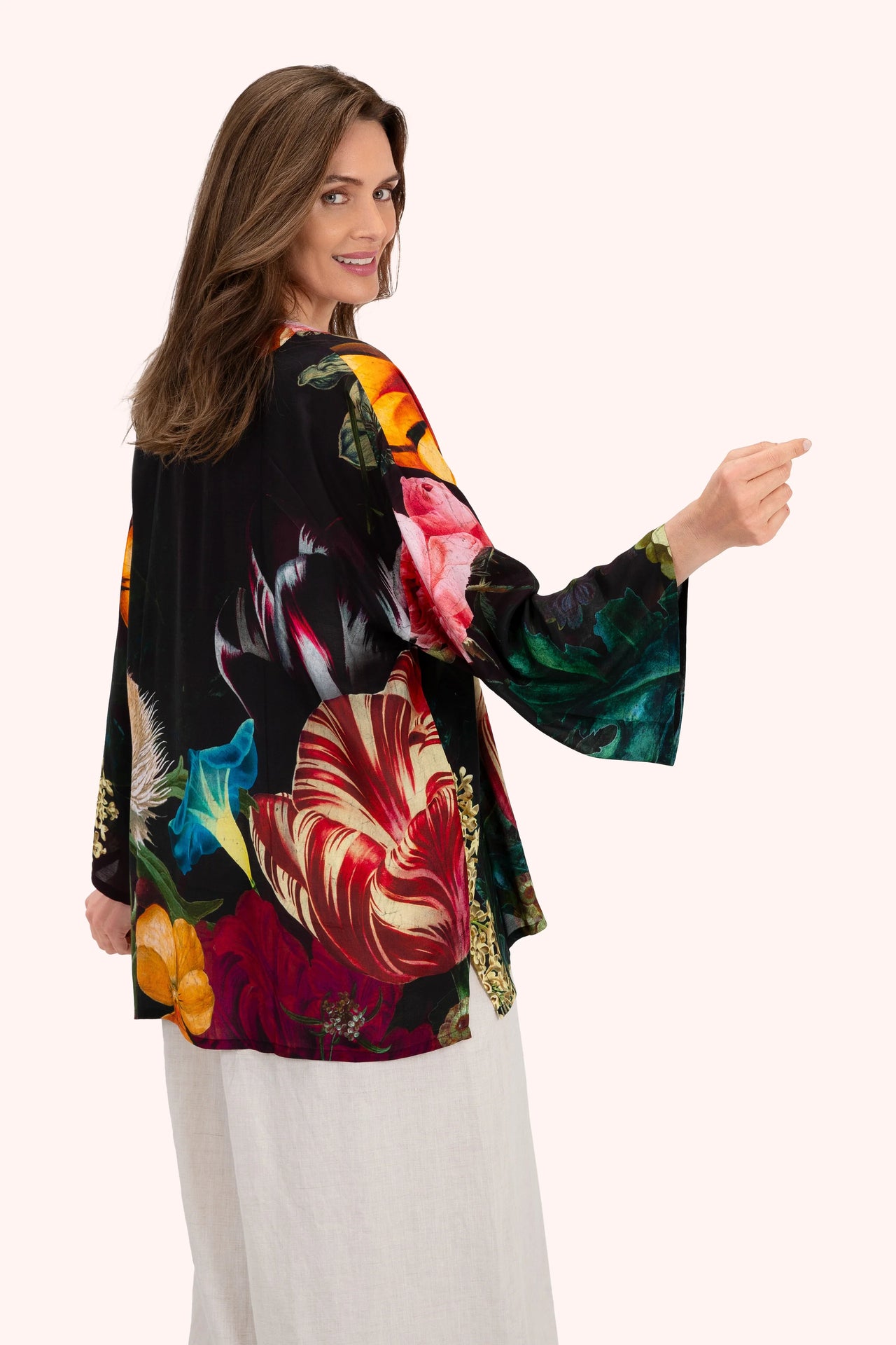 Powder Mid-Length Kimono - Opulant Florals/Chocolatek